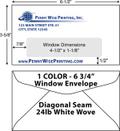 Printed 6 3/4 White Window Envelopes - 1 Color Diagonal Seam
